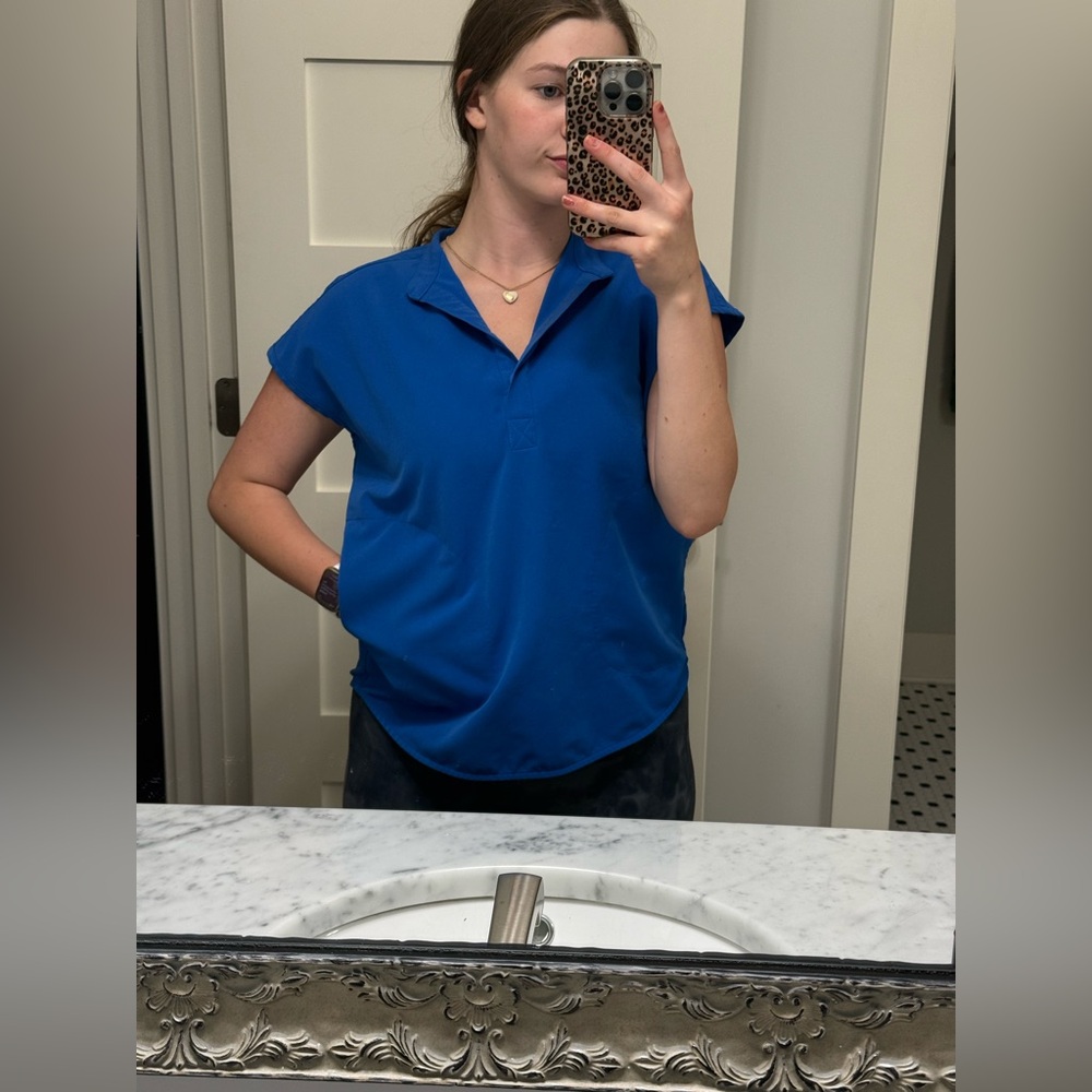 FIGS Royal Blue Sleeveless Polo Top - Picture 4 of 12